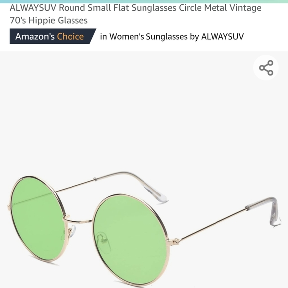 Light green round circle glasses with gold rims - Picture 4 of 6